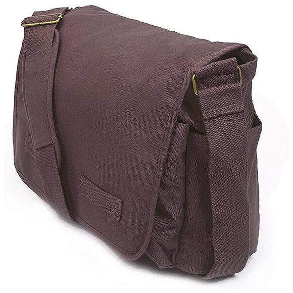 Classic Vintage Messenger Bag - Original Heavyweight Cotton Canvas Dark Coffee - Picture 2 of 6